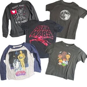 Star Wars 4T Kids Graphic Tee Bundle - Black and Gray